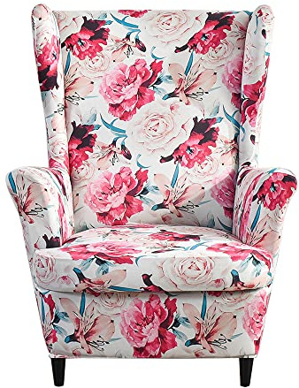 Meigeh Fundas de sillón orejero elástica 1 Plaza Estampado Fundas para sillones con Respaldo de ala Cubre Sillón para Sala de Estar Polen