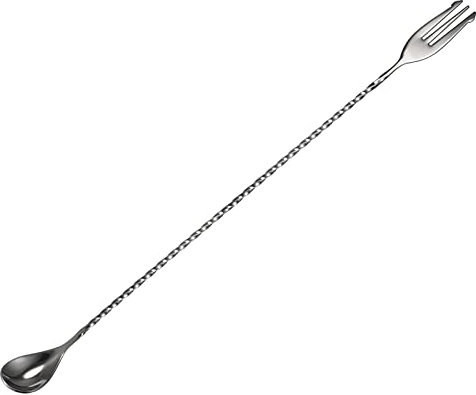 sourcing map Bar Mixing Spoon, Stainless Steel Cocktail Spoon 16 Inch with Long Handle Spiral Pattern for Bartender or Home Use - Black