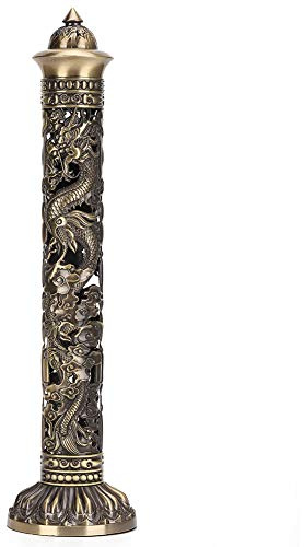 Dioche Räucherstäbchenhalter, Vertikaler Räuchergefäß Bronzefarbenes Drachen Phönix Relief Ornament für Heimdekoration oder Teestube