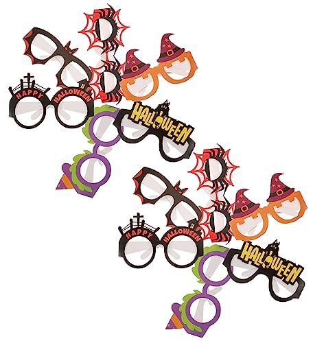 Garneck 12pcs Halloween Paper Eyeglasses Funny Halloween Party Photo Props for Boys and Girls Adults Party Supplies