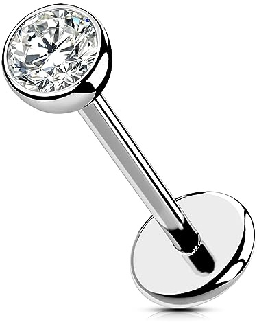 OUFER Body Piercing Titanium Push in Nose Piercing 5/6/8/10/12mm Nose Stud 20G Helix Lip Labret Stud Tragus Threadless Flat Back Earring Bar Piercing Jewellery
