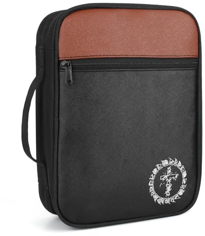 CDBXPRG Bibelhülle, Bibeltragetasche für Damen, schützende Kirchen-Organizer, Tasche mit Grifftaschen, christliches Geschenk für Mädchen, Jungen und Männer, Braun