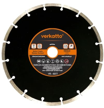 Verkatto Diamant-Trennscheiben Diamantscheibe 230 mm Trennscheibe Universal 230x22,23 mm segmentierte gelötete Diamantscheibe Stein, Ziegel, Asphalt, Metalle, Holz, Beton, Stahlbeton, Klinker
