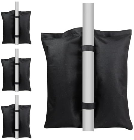ZHSX 4 Pack Gazebo Sand Weights, Heavy Duty Sandbag Weights, Sand Weight Bags for Pop up Canopy Tent, Patio Umbrella, Parasol, Trampolines Weighted Feet Bag, Black