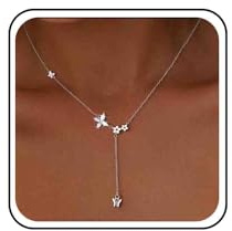 Atentuyi Boho Cz Blume Halskette Silber Schmetterling Anhänger Halskette Schmetterling Choker Kristall Y Halskette Zierliche Kette Halskette Schmuck Für Frauen Und Mädchen