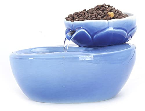 SEWOART Automatischer Wasserspender Für Haustiere Mit Großen Kapazität Keramikschüssel Lotus Und Teichdesign Baumwollfilter Für Sicheres Trinken Für Hunde Und Katzen