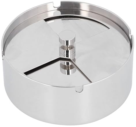 XHTLLO Stainless Steel Windproof Ashtray with Rotating Cover for Outdoor Use, Finely Polished Design for Home and Office