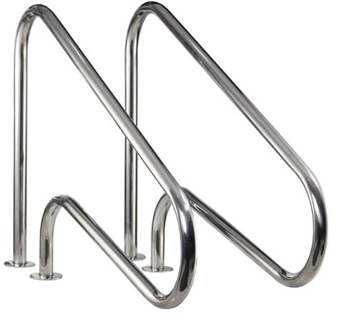 Doppelter Pool-Handlauf For Eingelassene Schwimmbäder, Pool-Handlauf Mit Schnellmontage-Grundplatte, Rücklauf-Deck-Handlauf, Geeignet For Schwimmbäder, Spas, Wasserparks, Rampen (Size : 2pcs-1.5 mm)