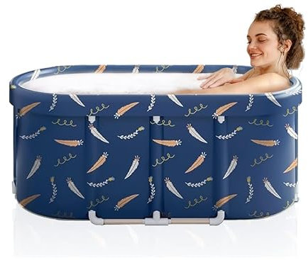 Bathtub, Adult Japanese-Style Portable Bathtub, Foldable freestanding Bathtub, Indoor/Outdoor hot Water ice Bath Soaking tub, Blue PVC+Aluminum Alloy, Boys and Girls Shower Room Bathtub