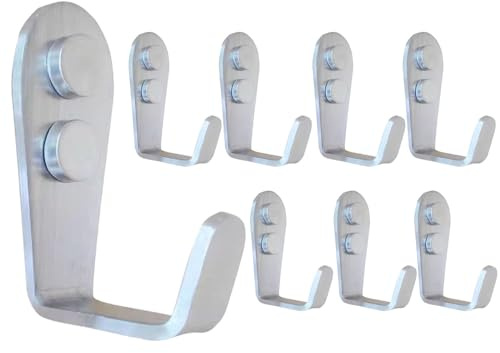 Mokife Ganci Appendiabiti Parete, 8 Pezzi Argento Attaccapanni Muro Singolo Gancio Appendi Cappotto Acciaio Inox Piccolo Metallo L Gancio per Ingresso Cucina Camera da Letto Bagno Ufficio Toilette