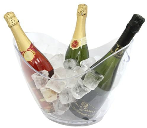 macfly Cubitera para Botellas Metacrilato - Enfriador de 4/5 Botellas de Vino, Cervezas, Champán y Refrescos, Cubitera Grande 4/5 Botellas, Champanera Grande, Cubitera y Enfriador Grande, 35x26x21cm