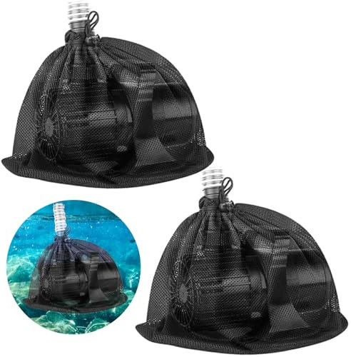 2 Pack Pond Pump Barrier Bag with Drawstring,18.5×18.5 Fish Pond Filter Mesh Bag Large Pump Filter Mesh Bag Pond Pump Filter Bag Home Water Pump Pond Filter Accessories