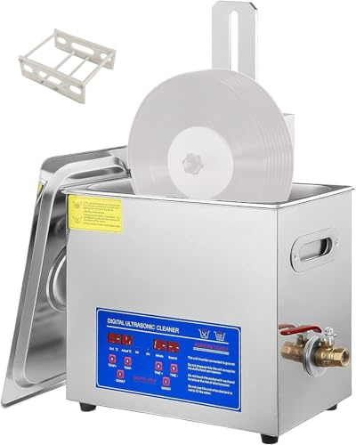 LBLFEBD Nettoyeur à ultrasons Commercial, Machine de Nettoyage de disques vinyles à ultrasons 6.5 L, Lave-Disque, Nettoyage de 1 à 6 disques vinyles Une Fois, Type Professionnel 40 kHz 180 W