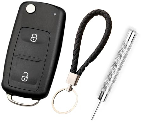 Batheidon 2 Tasten Autoschlüssel Gehäuse Kompatibel mit für VW Transporter T5 T6 Polo G Amarok, Klappschlüssel Ersatzgehäuse mit Schlüsselblatt und Mini-Schraubendreher