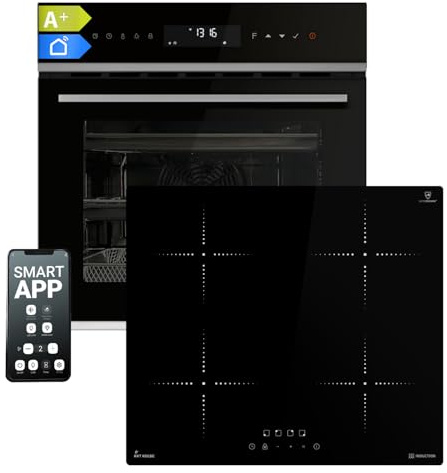 Autarkes Herdset: 60cm Einbaubackofen EB8319PHC + 59cm Induktionskochfeld IH85900RL | Pizzafunktion | Grill | Umluft | Heißluft |Timer | SET8319PHCIH859RL