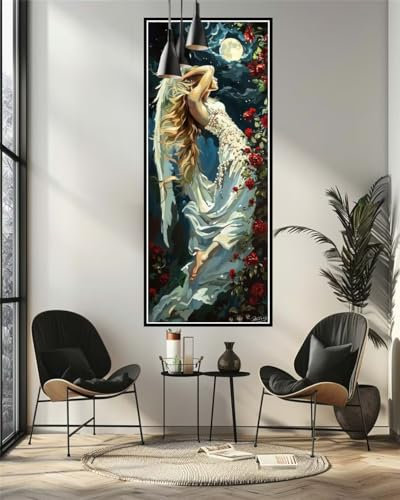 Malen Nach Zahlen Engel Mond Malen Nach Zahlen Erwachsene, DIY Set Ölgemälde Malen Nach Zahlen XXL, Acrylfarben Painting by Numbers Bastelset, für Geschenk Wanddekoration, 50x120cm (Ohne Rahmen)-YH315