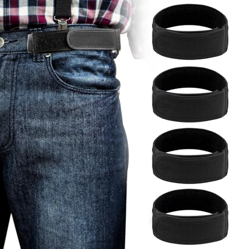 VEGCOO 4 Stück Gürtel Ohne Schnalle, Schnallenfreier Stretch Elastischer Gürtel Damen Herren, Flexibler Gürtel Ohne Löcher, Unsichtbarer Justierbar Stretchgürtel Für Jeans Hosen