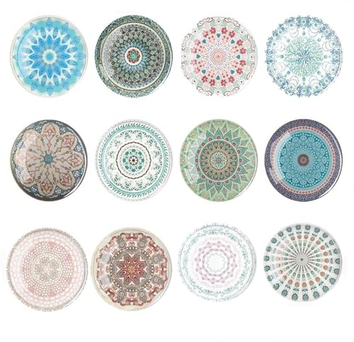 Vidrio Mandala Imanes 3D Imanes Para Frigorífico de Vidrio Cristal,12 Piezas Imanes Decorativos Mandala Redondos con Fuerte Adherencia para Nevera,Pizarra Blanca o Gabinete,vidrio de cristal