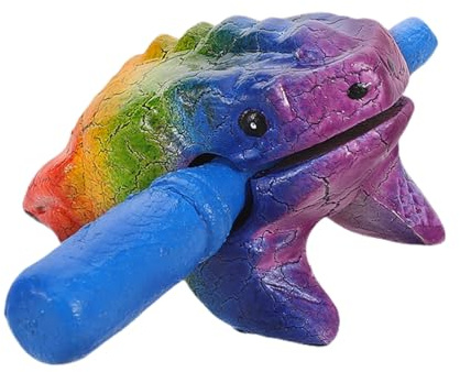 LRXIYODE Musikinstrument Holz Frosch Schlaginstrument Bunt Geschnitzt Einzigartiger Klang Robustes Orff Schlagzeug für Kinder und Erwachsene Musikunterricht Dekoration