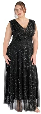 VALORIALUXE Abito Lungo Elegante Donna con Stola Coordinata, Scollo a V, Maniche 3/4 – Vestito da Cerimonia Made in Italy (IT, Testo, S, M, Regular, Regular, Nero)