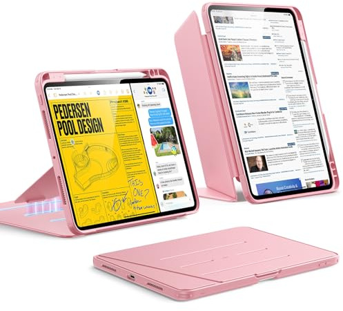 ESR Coque pour iPad Pro 11 Pouces M5/M4(2025/2024), Série Flip, Rose | Support Vertical, Multi-Angles, Ultra-Stable Pour iPad Pro 11 2025/2024 avec Porte-Stylet, Série Flip
