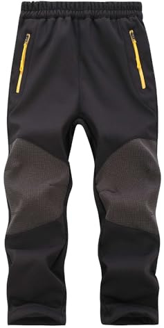 Echinodon Kinder Softshellhose mit Reflektor Gefüttert Hose Wasserabweisend Winddicht Atmungsaktiv Jungen Mädchen Outdoor Wandern Freizeit Hose Herbst Winter