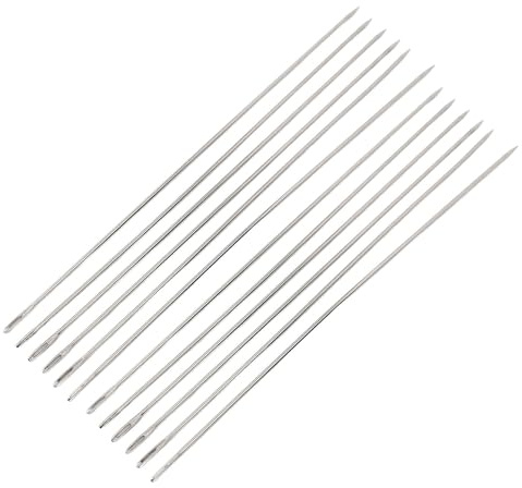 Kit de agujas de coser de ojo grande (12 unidades), hilo de acero, hilo para tejer, manualidades, bordar, para muñecas hechas a mano, mantas de cuero, telas gruesas, lona y lona