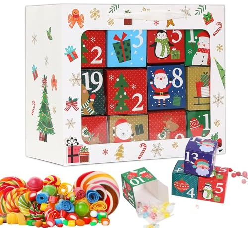 Scatole vuote per conto alla rovescia – Contenitore di carta multifunzione, conto alla rovescia vuoto, scatole di carta, per ragazze, bambini, coppie, piccoli giocattoli, caramelle, cioccolatini