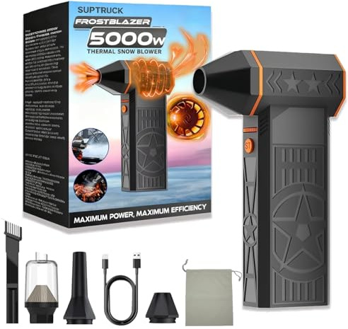 Spalma da neve termico Suptruck Frostblazer, sbrinatore ad aria calda portatile da 5000 W con tecnologia a turbina e accessorio per aspirazione, sbrinamento parabrezza (Vacuum cleaner model)