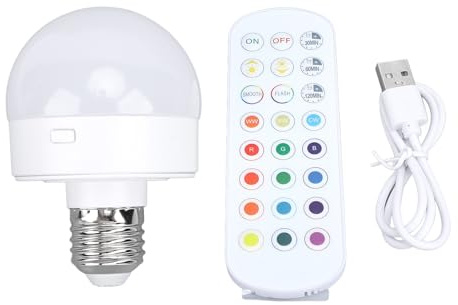 JKOKPMG Bombilla magnética E26 Bombilla LED con batería recargable con temporizador de control remoto RGB regulable para dormitorio Sala de estar ABS inalámbrico 97 mm 67 mm