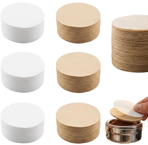 600 Filtros de Café Redondos, Papel Filtro 64mm, Filtros Blancos y Naturales para Café Espresso & de Filtro, Compatibles con Máquinas de Filtro Manual & de Portafiltros, para Café, Oficina y Hogar