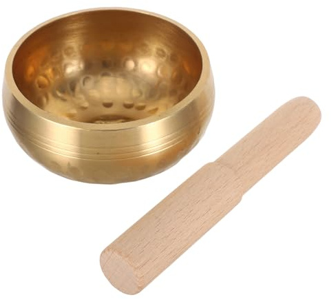 LOLIPPYY Ciotola Tibetana Martellata Mano per Yoga e Rilassamento di Strumenti Sonori Nepalesi Autentici con Percussione in Legno Mini Ciotola per Principianti