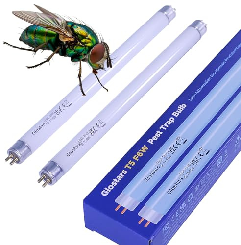 Glostars T5 F6W BL Tubes de Remplacement UV pour Insecticide Électrique, Tube Luminescent 22,6 cm Blacklight pour Piège à Moustiques/Mouches 6/12W – Lot de 2