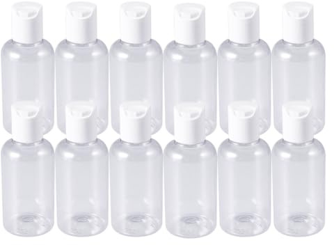 BIUDECO Bottigliette da Viaggio Ricaricabili per Shampoo e Detergente Viso in Viaggio Colore Casuale senza Odore Facili da Trasportare Kit da 24 da 75ml in Plastica Bianca