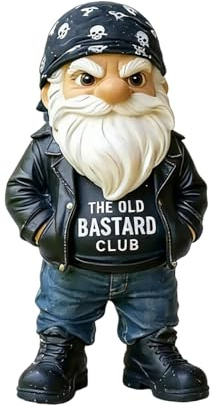 The Old Bastard Club Garden Gnome 20cm Sarcastic Decorative Gnome for Men Hand Painted for Home, Garden, Office