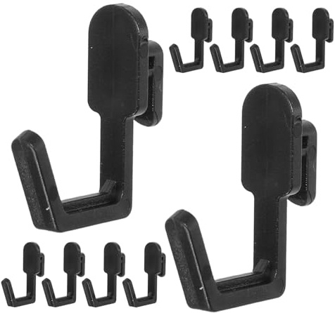 Hoement 10 Stück Schwarze Kunststoff Lochwandhaken mit Abgerundeten Spitzen Rutschfest und Flexibel Montierbar für Werkzeug und Kabelaufbewahrung an Wandorganizer