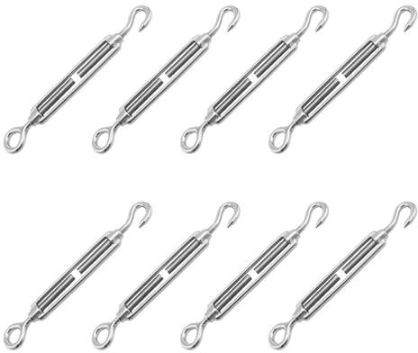 YDHSIKK Tenditore a Vite per Cavi, Tenditore Tenditore Fune Metallica Gancio da 5 Mm Occhio in Acciaio Inossidabile Confezione da 2 Argento