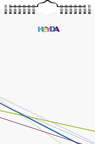 Heyda 2070431 Bastel-/Kreativkalender, 13 Monatsblätter, A 5, Kalendarium immerwährend, Wire-O-Bindung mit Aufhänger, Deckblatt weiß