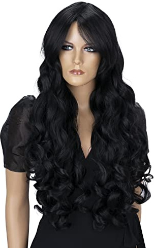 CAISHA 80cm Perücke Fasching Halloween Cosplay Party Wig Schwarz CP1