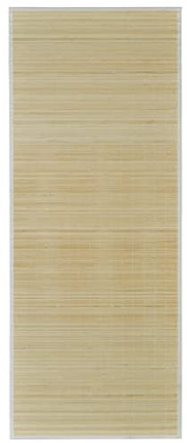 vidaXL Rectangular Natural Bamboo Rug - Rustic & Modern Design for Any Interior Style, Beige Colour, Non-Skid PVC Backing, Easy-to-Clean Surface - Size 80 x 200 cm'