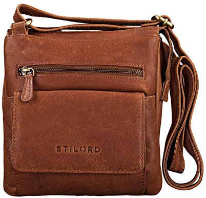 STILORD Leon Schultertasche klein Leder Herren Damen Umhängetasche Vintage Handtasche Ledertasche Crossbody Herrentasche Farbe:Cognac - braun
