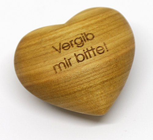 Thankgoods Geschenk Herz aus Obstholz mit individueller Maserung - Handschmeichler Vergib mir bitte!