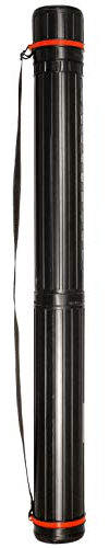 VViViD - Tubo telescópico de plástico negro para documentos y pósteres de 25 x 4 pulgadas con correa de transporte de nailon ajustable