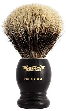 Plisson Rasierpinsel, Schwarz, europäische Borsten, Größe 12
