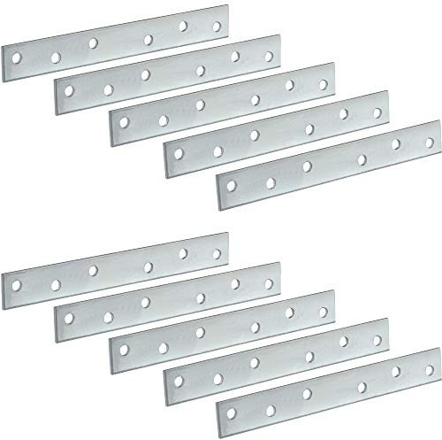 Gedotec Schwerlast Flachverbinder Metall | 10 Stk Möbelverbinder Stahl verzinkt Länge: 296 mm | flache Lochplatte zum Verbinden und Verstärken | Verbindungsplatte Metall für zweiteilige Möbel-Fronten