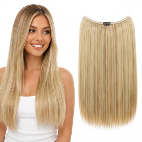 CAISHA 50cm 1 Weft Extension With Elastic Band Hair Extension Hairpiece Smooth Heat Resistant Smooth Blonde Mixing Threads E107