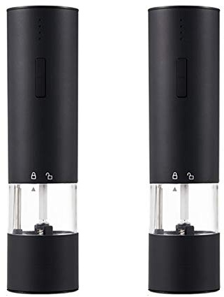 LTLWSH Electric Salt and Pepper Mill Grinder Set, USB Charging Pepper Mill Ceramic Mechanism Great for Himalayan/Rock Salt, Pepper, Dried Herbs, Spices,No Shaker Pots Mess,Black