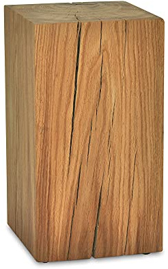 ms factory Holzblock Eiche Massiv - Handgefertigter Holzklotz - Rustikale Holzsäule - Beistelltisch Hocker Dekosäule - 25 x 25 x 60 cm