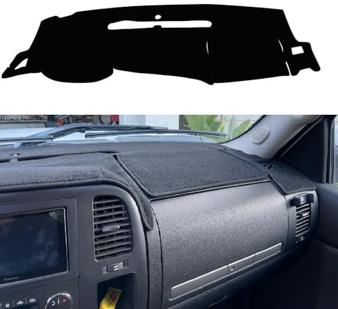 KEDAKEJI Black Dashboard Dash Board Cover Mat Carpet Compatible with 2007-2013 Chevrolet Silverado GMC Sierra