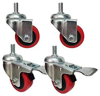 4 Schwerlastrollen 3 Zoll 75mm M14-Gewinde Möbelrollen Mit Bremse Universal Schwenkbar Industriell Transportrollen Leise Pu Lenkrollen Belastbarkeit 400Kg Für Wagen Werkbank